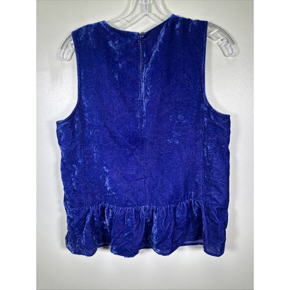 J. Crew Peplum Sleeveless Top Womens 8 Velvet Blue Drapey Preppy Academia - Picture 2 of 6